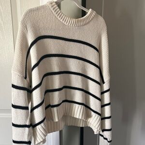 Jenni Kayne Cream and Black Striped Sweater